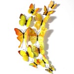 3D butterflies with magnet, house or event decorations, set of 12 pieces, yellow color